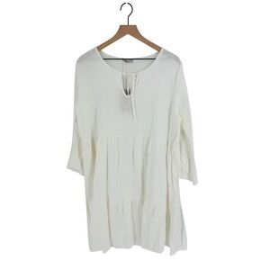 Bellambra White 100% Pure Linen Mini Dress Made in Italy NWT Size L Lagenlook